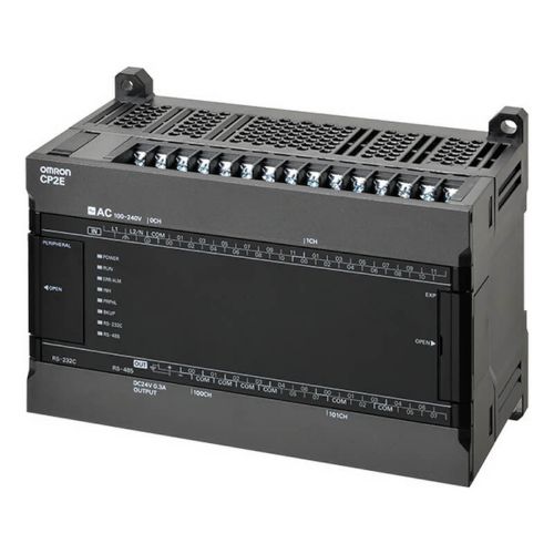 Picture of CP2E, 8kStep/kWord, 230VDC 24DI 16DO (relee), RS-232, RS-485, laiendatav max +3, Omron