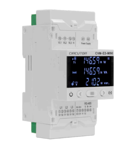 Picture of Võrguanalüsaator CVM-E3-MINI-ITF-WiEth 3F, 400V, .../5A, DIN-liistule, TCP/IP Modbus/TCP, Circutor