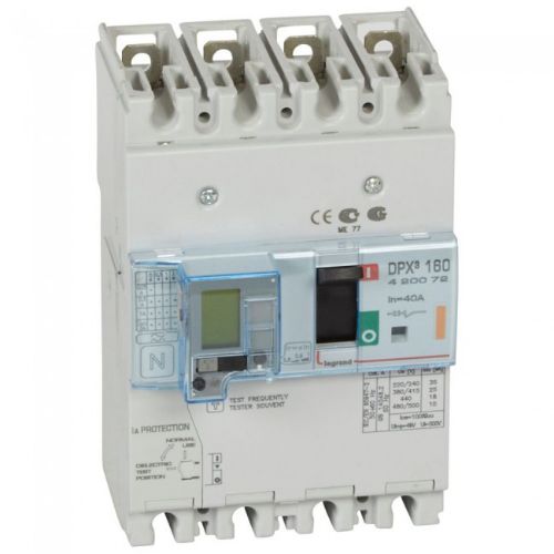 Picture of Kompaktkaitselüliti+RCD DPX3-160, 4P, 63A, TM vabasti 0.8-1In, Im=fix, 25kA, Legrand