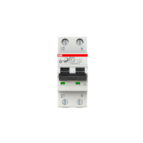 Picture of Kombikaitselüliti (RCBO) DS201, 1P+N, 16A, B, 30mA, A, 2mod, ABB