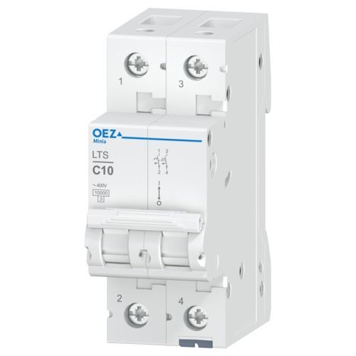 Picture of MCB In 10 A, Ue AC 230/400 V / DC 120 V, characteristic C, 2-pole, Icn 10 kA, OEZ