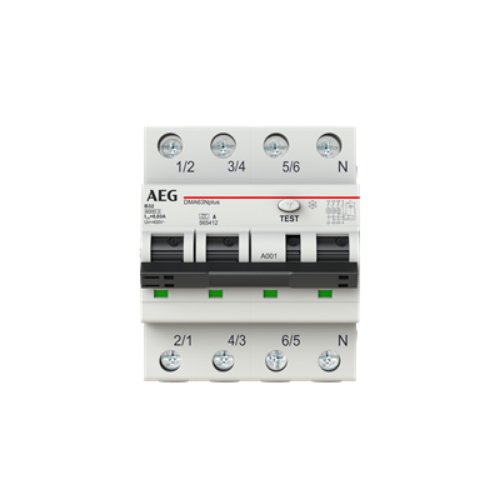 Picture of Kombikaitselüliti (RCBO) DMA63, 3P+N, 16A, B, 30mA, A, 4mod, AEG