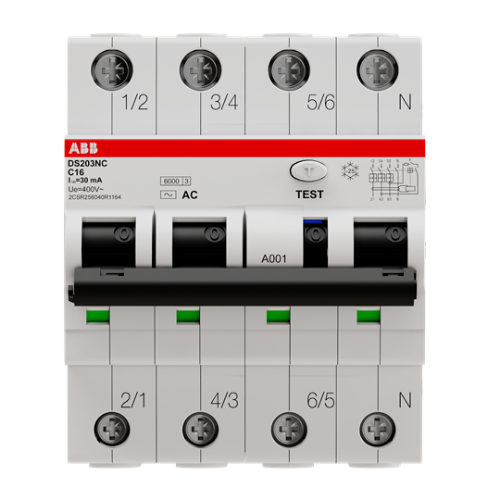 Picture of Rikkevool + kaitselüliti 3P,16A,C,30mA, AC, ABB