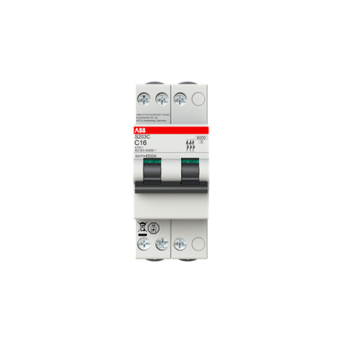 Picture of Moodulkaitselüliti S203C, 3P, 16A, C, 6kA, 2mod., ABB