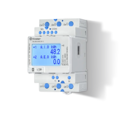 Picture of Moodularvesti 3F 80A MID 2-tariifi, Modbus, 1x prog.trans.väljund, NFC, klass B, laius 3mood, Finder