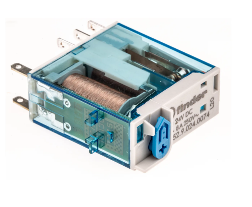 Picture of Minirelee 46.52, 2CO, 8A, 24VDC (20mA), TEST+meh.ind., pesa 97 seeria, Finder