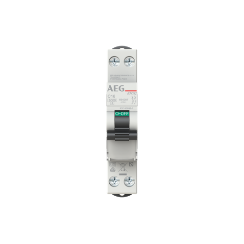 Picture of Moodulkaitselüliti EPC60, 2P, 16A, B, 6kA, 1mod, Unibis, AEG