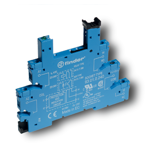 Picture of Releepesa(6.2mm) 93.01,  1CO, 6-24VAC/DC, LED, kruviklemm, Finder