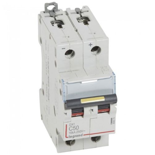 Picture of Moodulkaitselüliti DX3, 2P, 50A, C, 12-500VDC, 6kA/10kA/16kA, Legrand