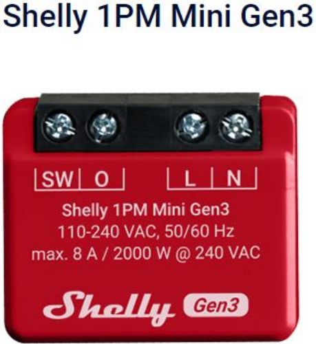 Picture of Wi-Fi 2.4 GHz, BT, energiamõõtja-relee, 8A 1NO, Shelly