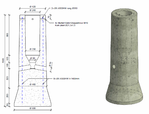 Picture of Jaland VPA-5 mastile 8-15 tüvele 150-224mm 550kg, kõrgus 1500 mm, talla läbimõõt 600 mm.