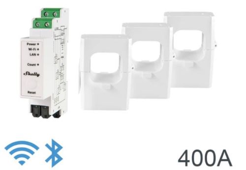 Picture of Wi-Fi 2.4 GHz, LAN, BT, energiamõõtja 3x400A, Shelly
