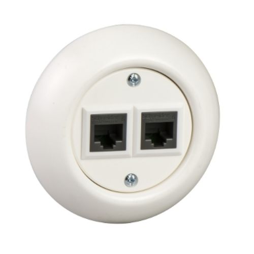 Picture of Arvutipesa 2xRJ45 UTP cat6, kompl. raamiga, Renova, valge