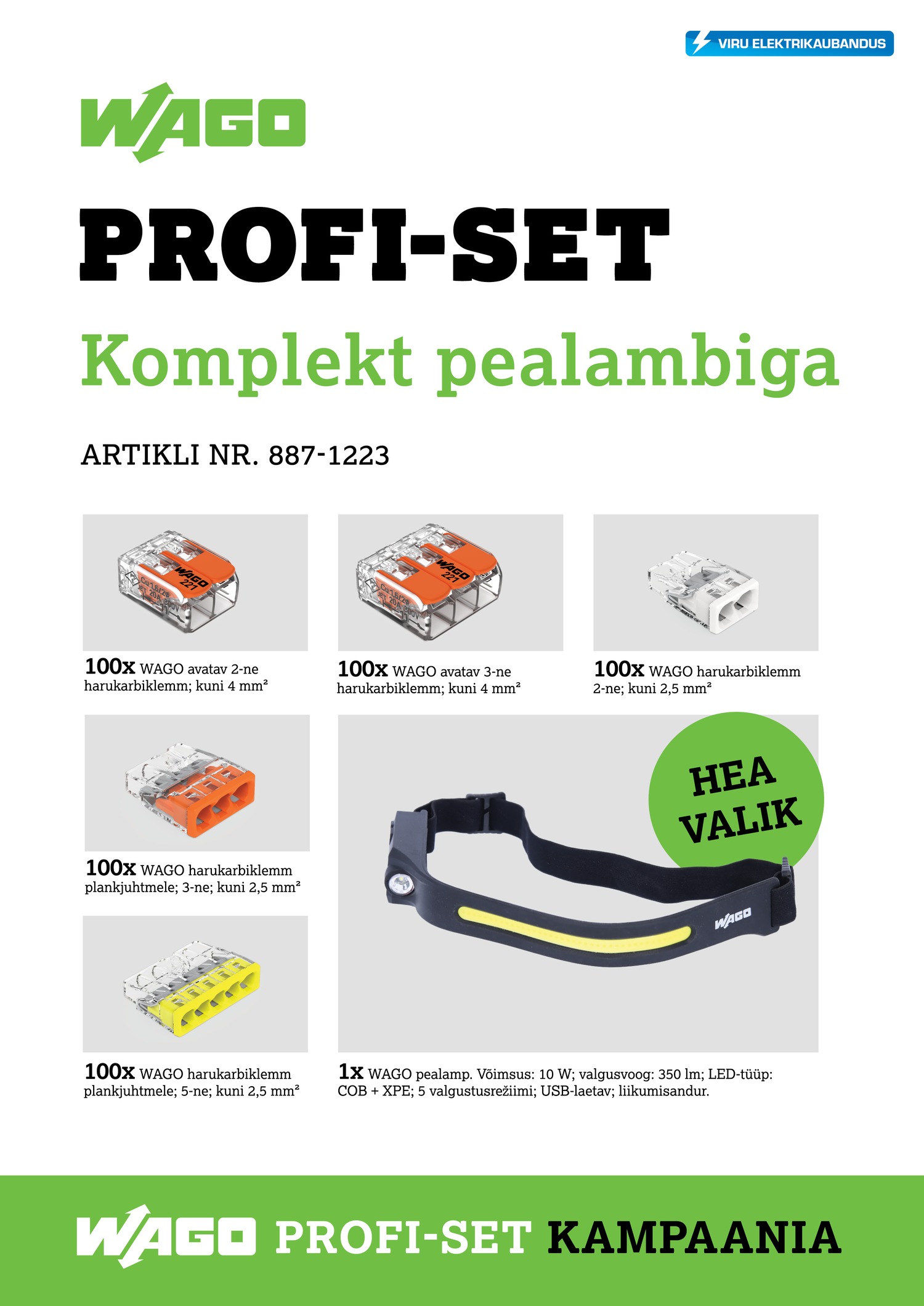 WAGO PROFI-SET Komplekt pealambiga